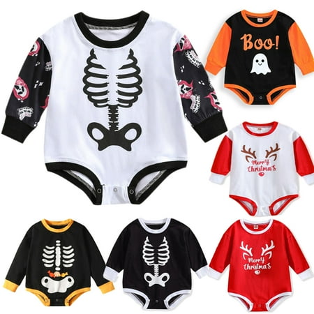 

Lovebay Baby Girl Boy Halloween Skull Long Sleeve Oversize Romper 12 Months