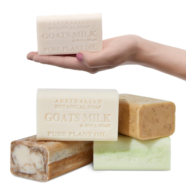 Jabón botánico australiano con leche de cabra, sándalo y avena, 200 ml x 4