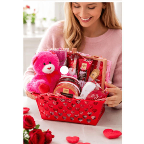 Valentine’s Day Gift Basket for Her – Cherry Blossom Self Care Gift, Ready-to-Gift
