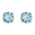 thumbnail image 3 of 14K Solid Gold Screw Back Stud Earrings for Women | 2 cttw Round Cut Natural Swiss Blue Topaz | Rose Gold, 3 of 5
