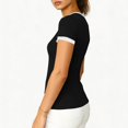 thumbnail image 6 of idosla Women's Ribbed V Neck Short Sleeve T-Shirts Slim Fit Stretchy Basic Tee Tops Summer Casual Soft Tops for Daily Wear (Black, L), 6 of 7