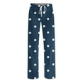 thumbnail image 5 of Otvok Women Polka Dot Print Pants Elastic Waist Draw Rope Pocket Full Length Pants, 5 of 6