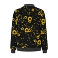 thumbnail image 4 of Feancey Bomber Jacket Women 2023,Womens Sunflower Print Lightweight Casual Short Jacket Fashion Zip Up Stand Collar Streetwear Pockets Outwear, 4 of 5