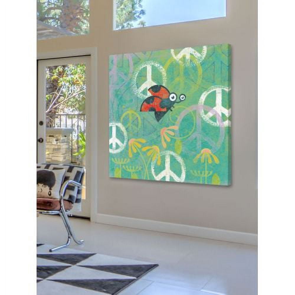 "Peace Sign Ladybugs IV" Painting Print on Wrapped Canvas