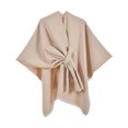 thumbnail image 7 of Fewfanhot Self Tie Fringe Wool Blend Poncho Cape, Open Front Warm Wrap Shawl Coat for Women Fall Winter, 7 of 7