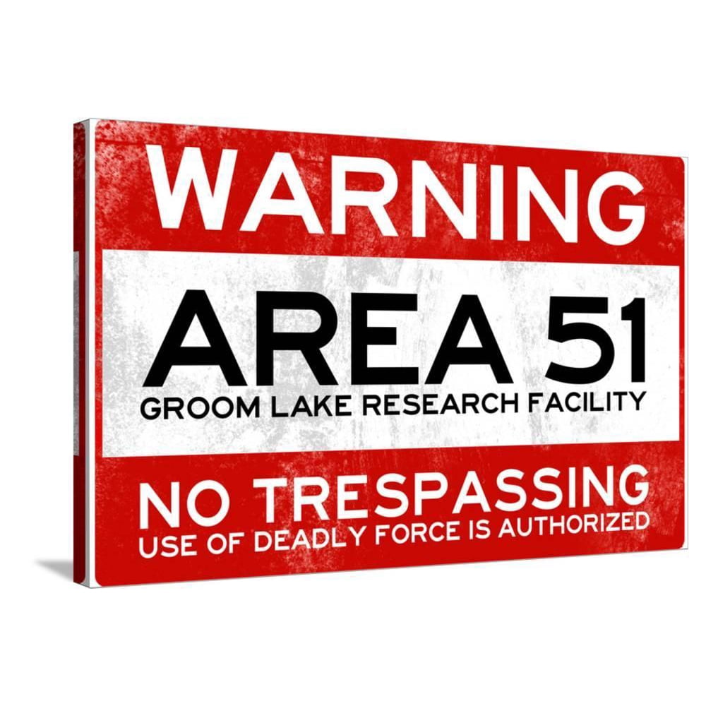 Area 51 Warning No Trespassing Sign Poster, Gallery-Wrapped Canvas
