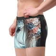 thumbnail image 2 of Sikiie Flower Crown White Horse Print Men's Boxer Briefs, Elastic Waistband Boxer Briefs Leggings-Large, 2 of 5