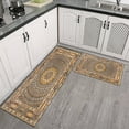 thumbnail image 3 of Farmhouse Brown Boho Rugs and Mats Non Skid Washable Absorbent Microfiber Soft Kitchen Mat for Floor Set Of 2 Decor Stain Resistant 17"x47"+17"x30", 3 of 7