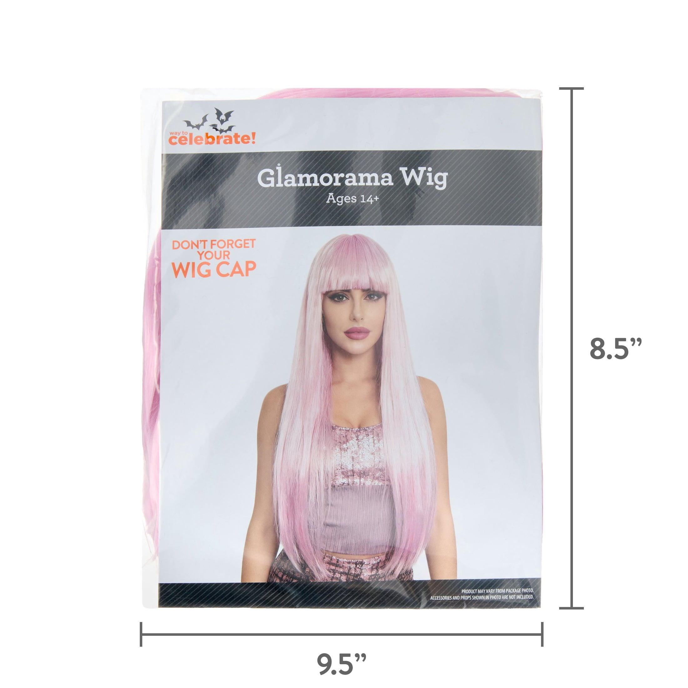 Glamorama Wig Costume Accessory for Adults, Pink, Halloween by Way To Celebrate