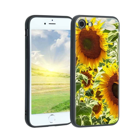 Compatible with iPhone SE 2022 Phone Case, Sunflowers-3 Case Men Women, Flexible Silicone Shockproof Case for iPhone SE 2022