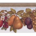 thumbnail image 1 of Fruits Apple Pear Plum Grapes Cherry Raspberry White Flowers on Vine Beautiful Lavender Wallpaper Border Retro Design, Roll 15' x 6.25'', 1 of 3