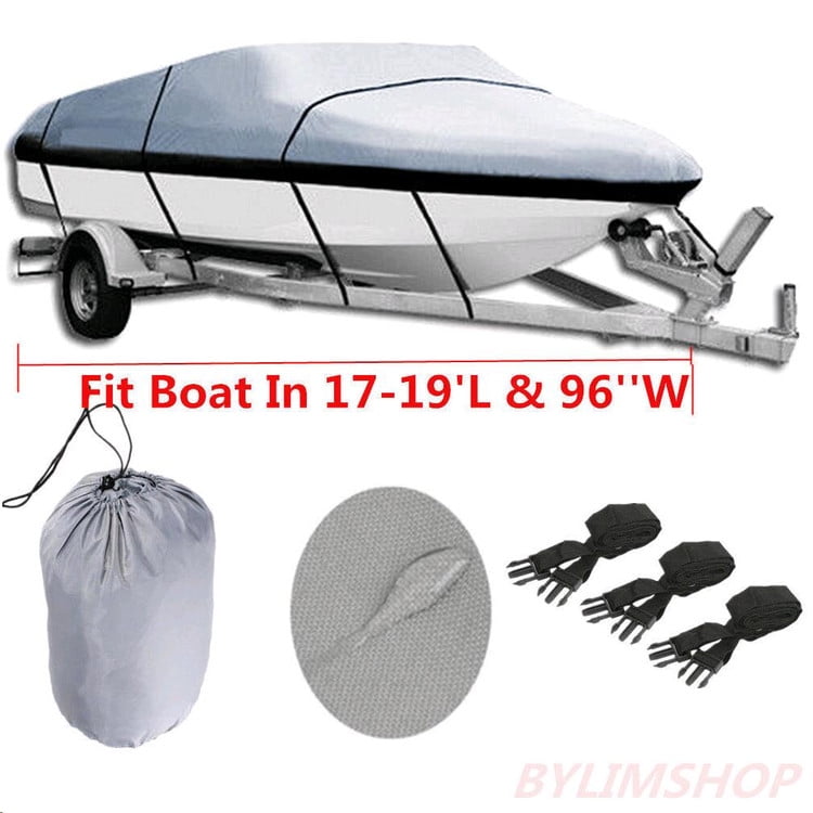 Gray Heavy Duty Waterproof Mooring Boat Cover Fits Length 20' 21' 22' Superior Trailerable Boat Covers 600 Denier V-Hull... by Generic