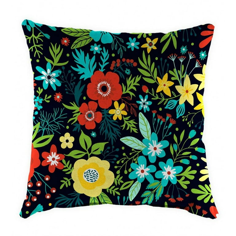 Plow Hearth 15 Sq. x 7 Polyester Classic Throw Pillow Black Floral Walmart