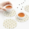 thumbnail image 7 of Pofeuu White And Gold Geometry Print Leather Coasters Set of 6, Round Cups Mugs Mat Pad for Home Kitchen Heat Resistant Drink Coasters,Round Shape, 7 of 7