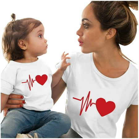 

Odeerbi Clearance Mommy And Me Shirts Matching Outfits Family Matching T-Shirt Kids Boy Girls Love Print Short Sleeve Tops Blouse