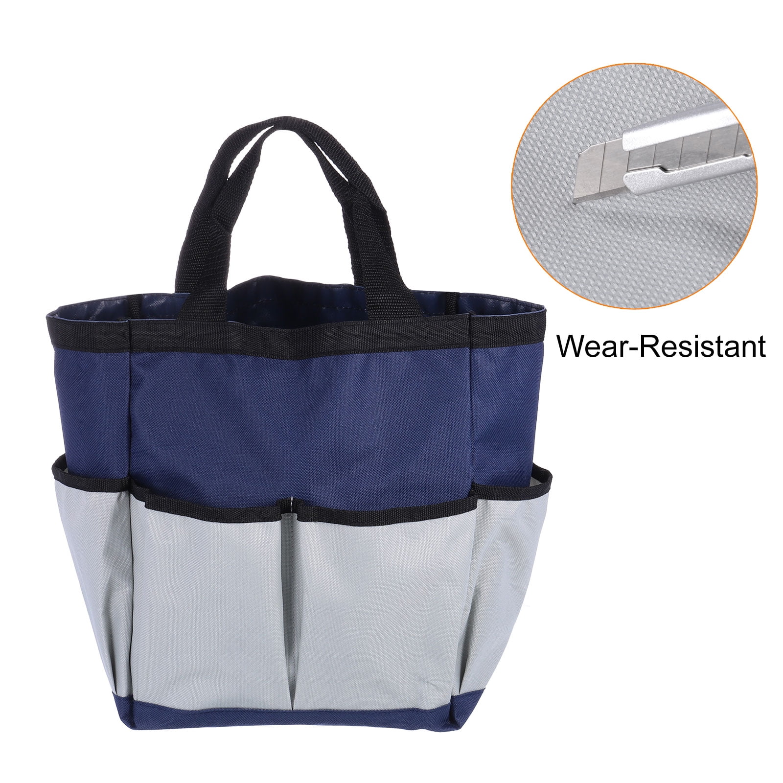 Uxcell 2pcs Garden Tool Bag 24cm x 15cm x 30cm Oxford Cloth with Pockets Garden Plant Tool Organizer, Blue