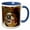 Blue/White, variant on 3drose, Happy Smiling Basset Hound, 11oz Two-tone Black Mug