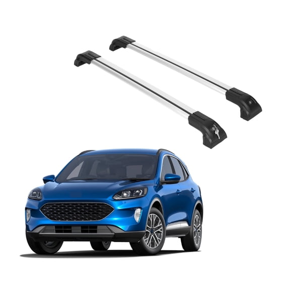 ERKUL Heavy Duty 220lb Roof Rack Cross Bars for Ford Escape (No Sunroof Models) 2020-2024 |Solid Metal Mounts| Aluminum Crossbars - Compatible with Flush Rails -Silver