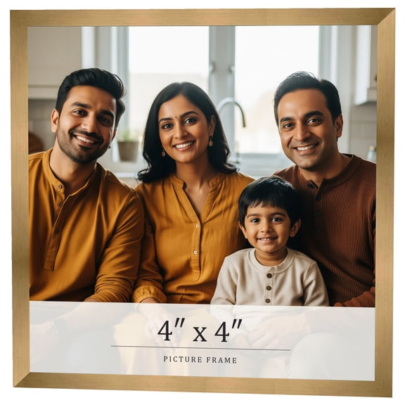 4x4 IN Frame Gold Bronze Solid Wood Picture Frame Width 0.75 Inches | Interior Frame Depth 0.5