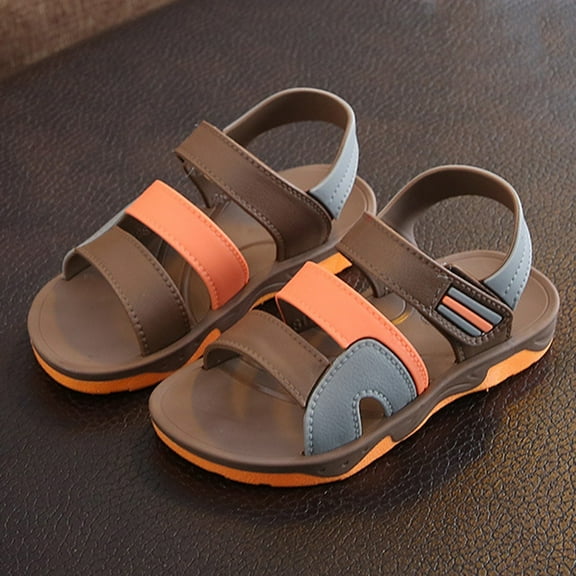 Tfken Todder Kids Boys Sandals Comfortable Adjustable Ankle Strap Brown Water Sandals Size 3.5-4 Years