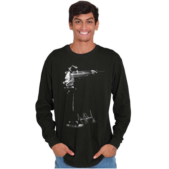 Michael Jackson Signature Autograph Crew Neck Long Sleeve Graphic Tee Brisco Brands S