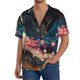 thumbnail image 1 of Balery Abstract Peacock Painting Camisa Casual de Manga Corta con Botones para Hombre, Texturizada, Estilo Cubano, para Playa, Verano-XX-Large, 1 of 5
