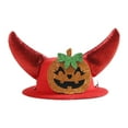 thumbnail image 1 of Gorro con cuernos para mascota de Halloween para perro y gato, decoración cómoda para fiestas, disfraz de Halloween para mascotas, fiestas temáticas Calabaza de sonrisa roja, 1 of 8