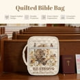 thumbnail image 6 of Xoenoiee Lion Cross Butterfly Daisy Flower Pattern Quilted Bible Cover for Women Men, Zippered Organizer Bag for Study Supplies Accessories Journals Church Carrying Book Carrying Case with Handle, 6 of 7