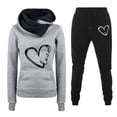 thumbnail image 2 of Xdegoge Fleece Sets for Women 2 Piece Sweatsuit Thermal Long Sleeve Heart Printed Hooded Sweatshirt Slim Fit Casual Hoodie Elastic Waist Joggers Sweatpants 2025 Trendy Warm Workout Tracksuit, 2 of 3