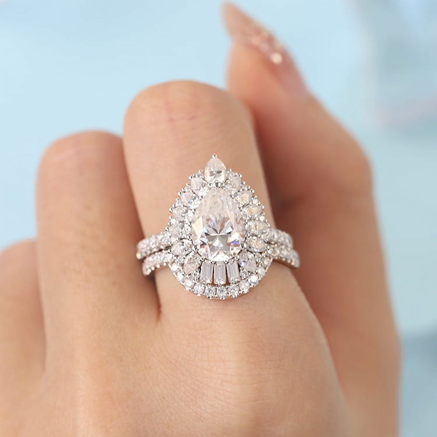 Fine jewelry 14K Solid Yellow Gold VVS Moissanite Diamond Set Ring Wedding Ring for Women