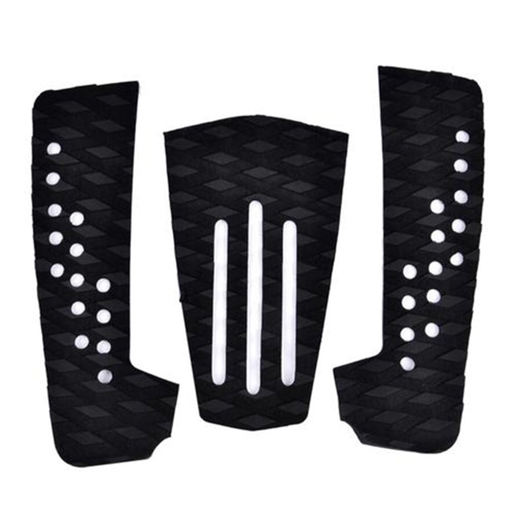 3pcs Surfboard Traction Tail Pads Surfing Surf Deck Grips-Black White Grid 