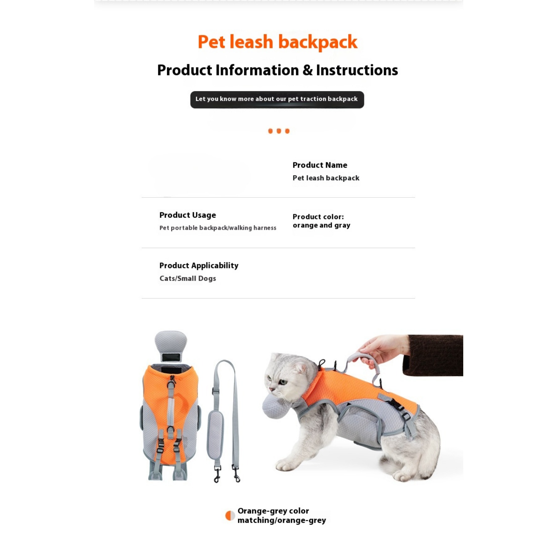 Polyester Hiking Dog Pack Multifunctional Pet Backpack for Small Dogs Cats Outdoor Walking Convenient Travel Carrier