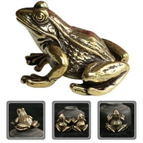 CIMAXIC 3.6X3.5X1.4In Golden Brass Frog Figurine Desktop Animal Sculpture for Home Office Tea Room Decor
