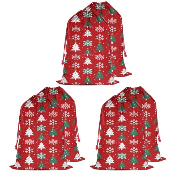 Christmas Bags Drawstring,Red Christmas Tree and Snowflake Pattern Large Xmas Christmas Gift Bags,Reusable for Xmas and New Year Party Favors and Supplies,27.6" X 19.7"