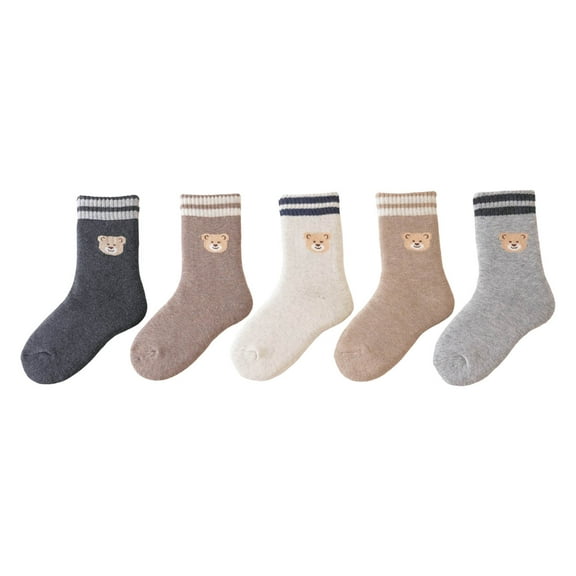 Caqnni 5 Pairs Baby Boys Girls Toddlers Grips Socks Kids Non Skid Anti Slip Cotton Crew Socks for 1-16 Years 5 Pairs All Seasons GIFT FOR BOYS/GIRLS,18-24 Months