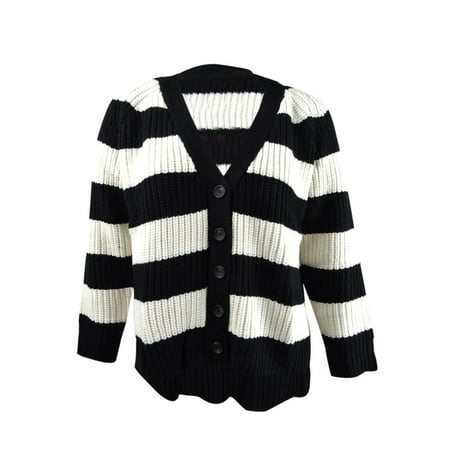 Calvin Klein Jeans Juniors' Striped Cardigan (XL, Black/Mascarpone)