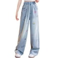 thumbnail image 2 of OGLCCG Girl's Baggy Jeans Bow Embroidered Elastic High Waist Wide Leg Denim Pants with Pockets Fashion Y2k Jean Pants 5-13 Years, 2 of 6