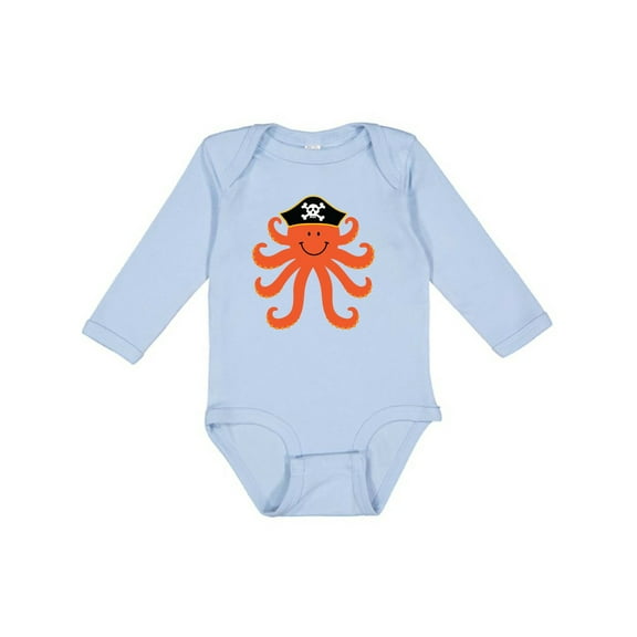 Inktastic Pirate Octopus Kids Funny Boys or Girls Long Sleeve Baby Bodysuit