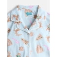 thumbnail image 2 of Wonder Nation Girls Short Sleeve Button Front Pajama Top and Shorts Set with Eyemask, 3-Piece, Sizes Sizes 4-18, 2 of 4