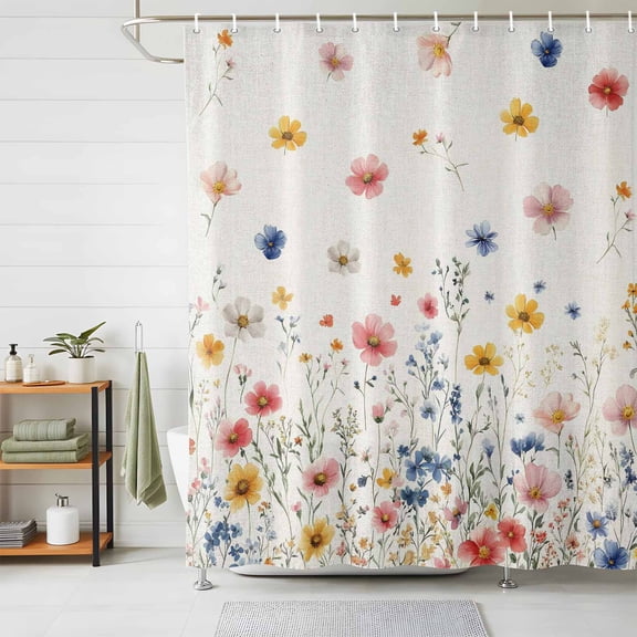Shower Curtain Wildflowers Shower Curtains for Bathroom Decor, Waterproof Polyester Shower Curtain Set with Hooks, Standard Size 72" x 72" Farm Floral Branch