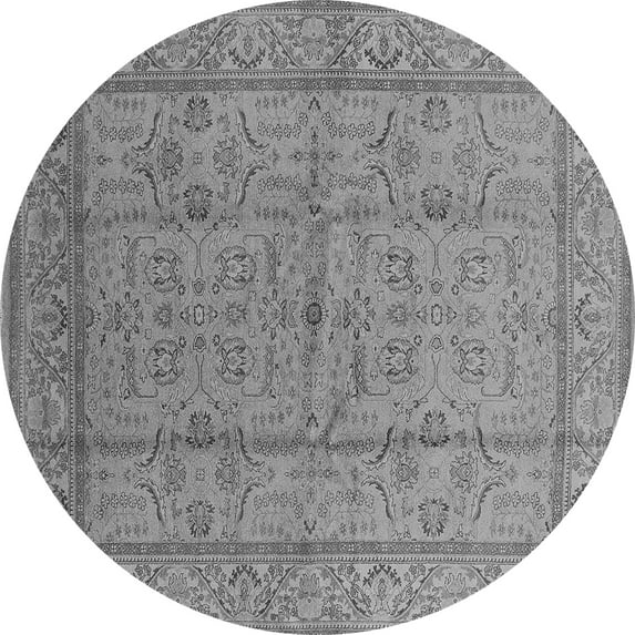 Ahgly Company Indoor Round Oriental Gray Industrial Area Rugs, 5' Round