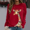 thumbnail image 2 of Women's Fashion Giraffe Print Drop Shoulder Sweatshirt Hoodless Pullover Top Plus Size Casual Comfortable Soft Long Sleeve Tunic Blouse, 2 of 4