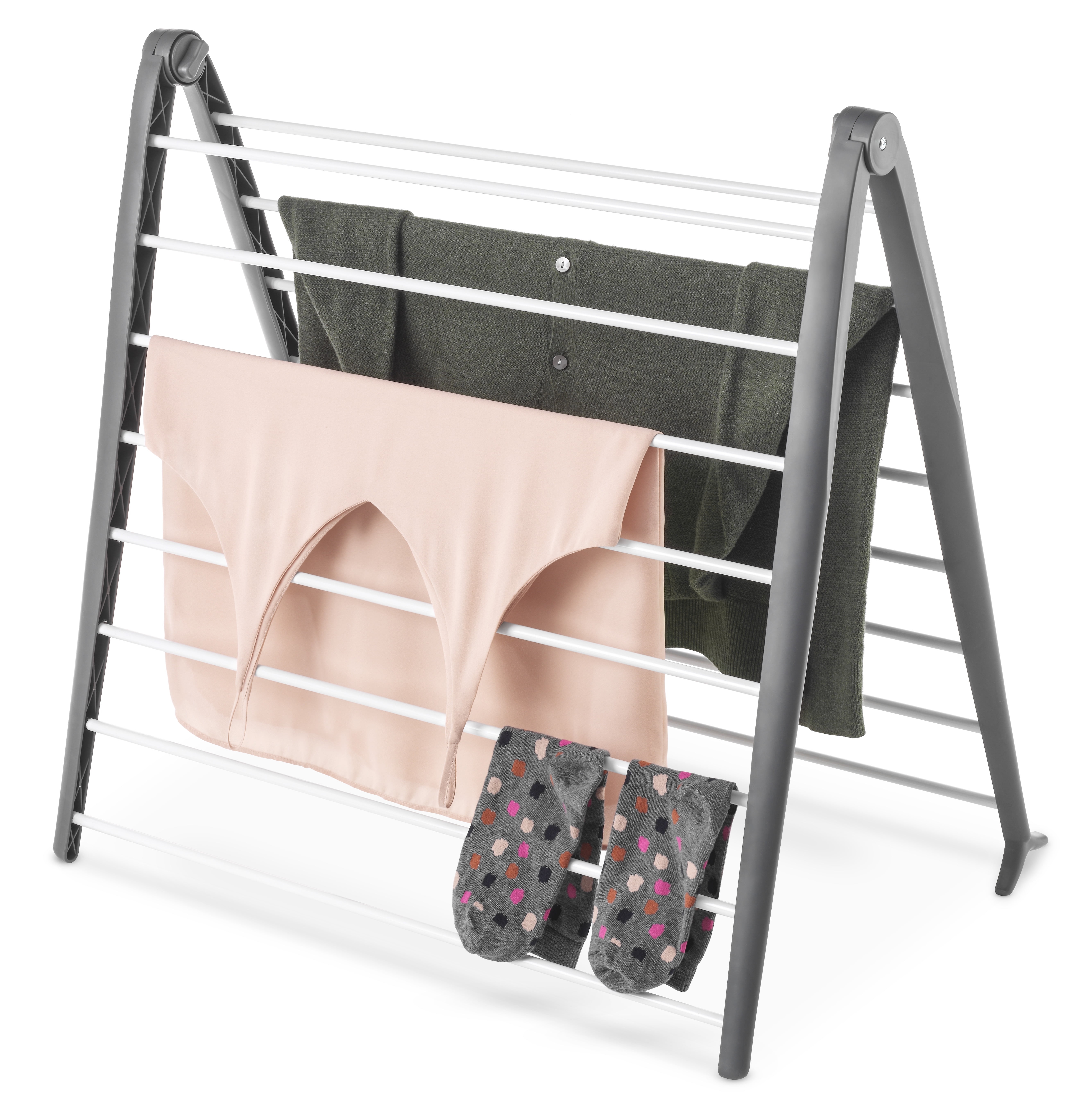 Séchoir à linge pliable en métal en forme de A Whitmor - Gain de place, gris