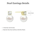 thumbnail image 4 of APSVO 18K Gold Plated Pearl Stud Earrings for Women Hypoallergenic Post CZ Earrings Wedding Birthday Valentines Day Jewelry Gifts for Her Teen Girlfriend Wife Lady Female Adults Ideas, 4 of 7