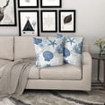 thumbnail image 3 of Nautical Coastal Throw Pillow Covers 20x20 Inch Pack of 2 Summer Blue Ocean Themed Pillow Covers Seashell Starfish Beach Decorative Pillowcase Square Cotton Cushion Cover for Bedroom Sofa Home Decor, 3 of 6