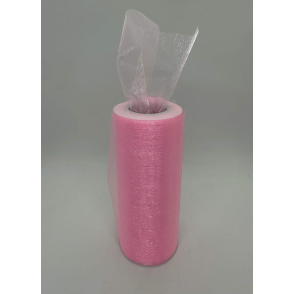 6" x 25 Yards Wide Sheer Organza Ribbon Fabric Roll Pink