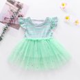 thumbnail image 1 of Vestido de princesa de tul con estampado de estrellas y rayas arcoíris con volantes para niñas pequeñas de Herrnalise, 1 of 8