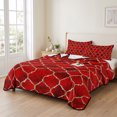 thumbnail image 2 of Queen Quilt Set 90''x96'', Red Geometric Lightweight Summer Bedspread Coverlet Set with 2 Pillow Shams, Modern Morocco Abstract Art Breathable All Season Quilt Bedding for Bedroom/Guest Room, 2 of 9