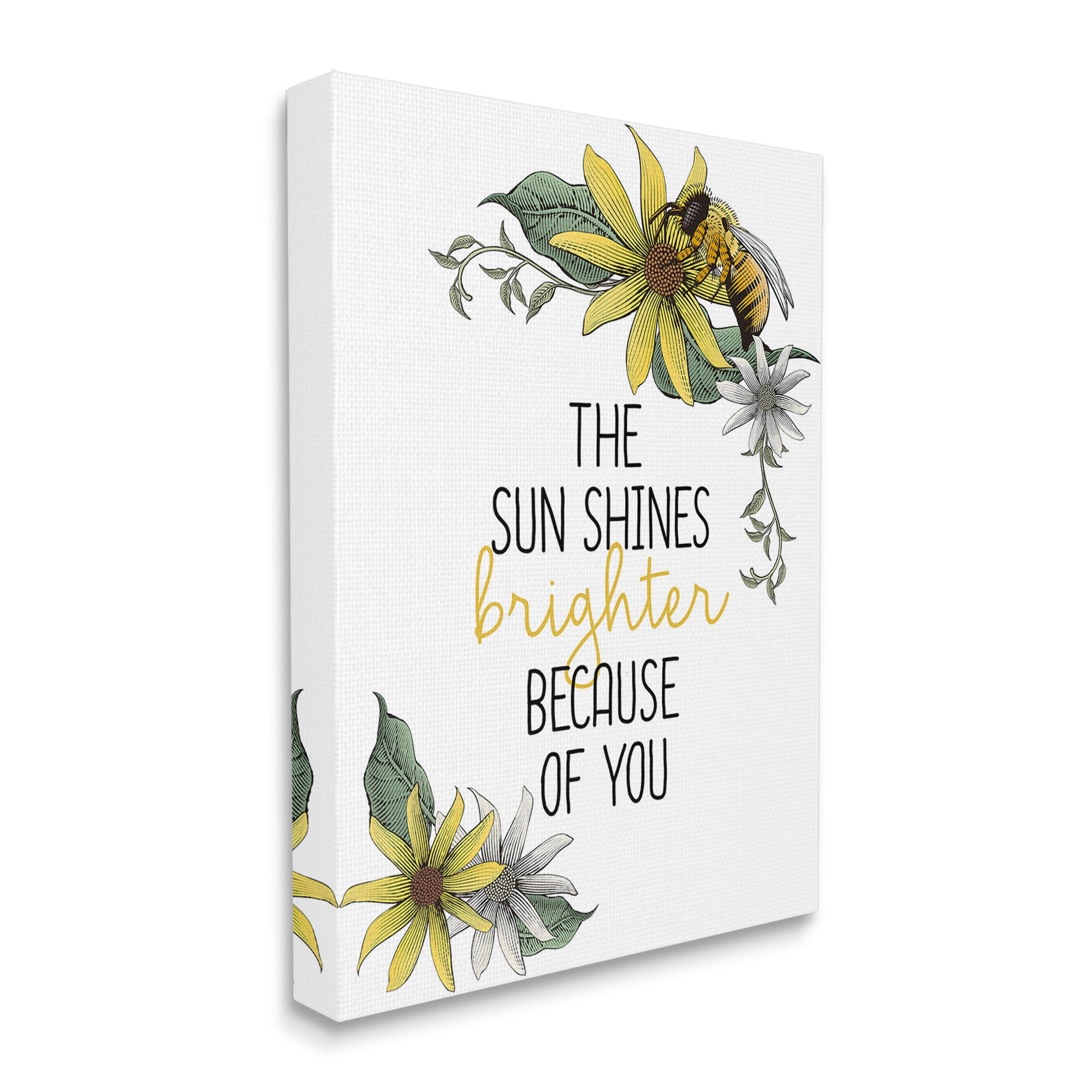 Stupell Industries Sun Shines Brighter Botanical & Floral Painting Gallery Wrapped Canvas Art Print Wall Art, 24 x 30