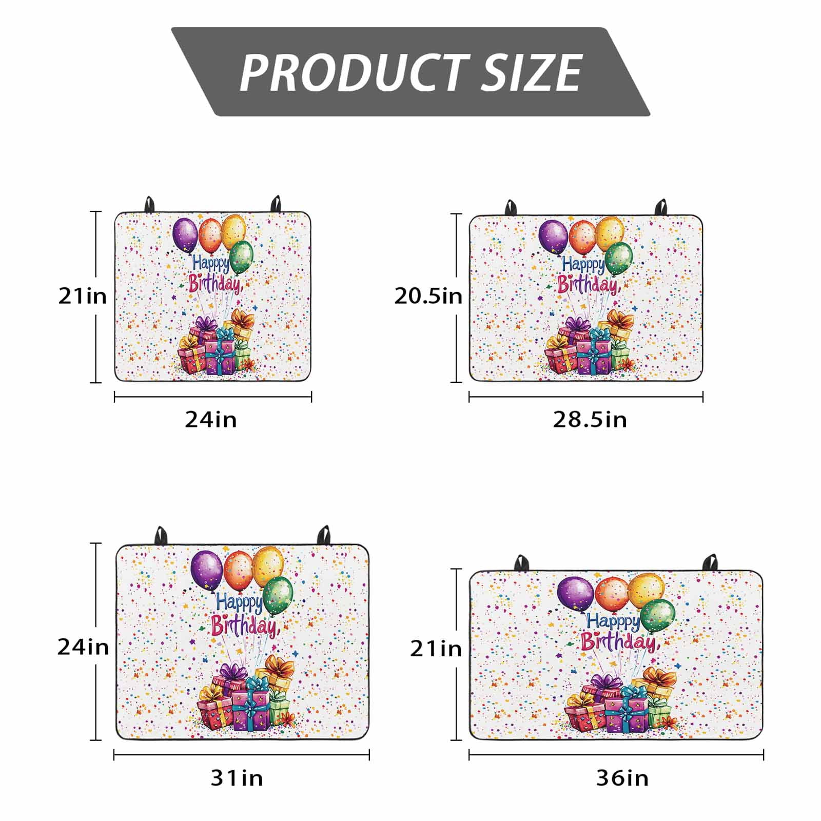 Happy Birthday Stove Top Cover for Electric Stove, Heat-proof & Non Slip Glass Top Stove Cover Protector, Colorful Balloon Gifts Patterns Kitchen Flat Cooktop Rubber Mat 24x21 Inches